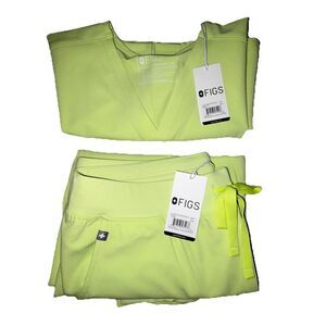 FIGS Scrubs Sea Mist Catarina Top & Zamora Jogger Pants Set Size XL NEW NWT